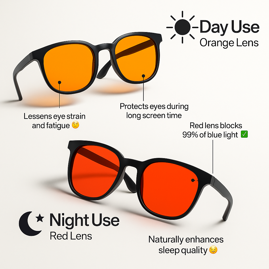 Aurvéno Unisex Red Lens Blue Light Glasses